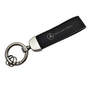 Keyfob Keychain For Mercedes Black Suede Engraved Logo Keyring